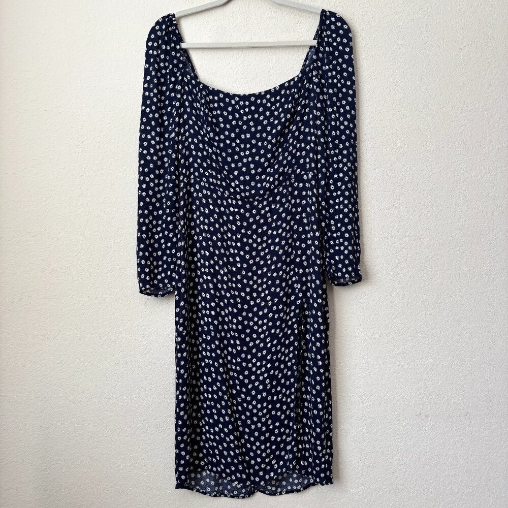 Reformation Peyton Midi Slit Dress in Flores Navy Floral Print - Picture 2 of 13